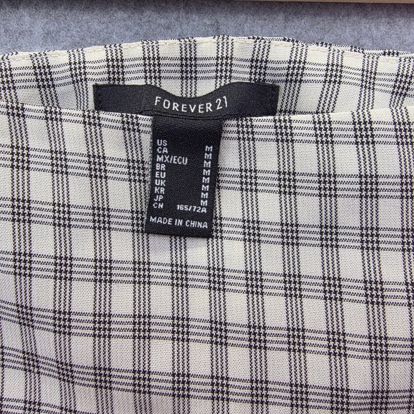 Forever 21 Womens Plaid Pleated Mini Skirt White Black Schoolgirl Size M - Picture 5 of 9